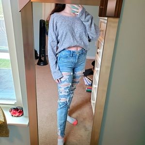 Open back grey sweater NEVER WORN